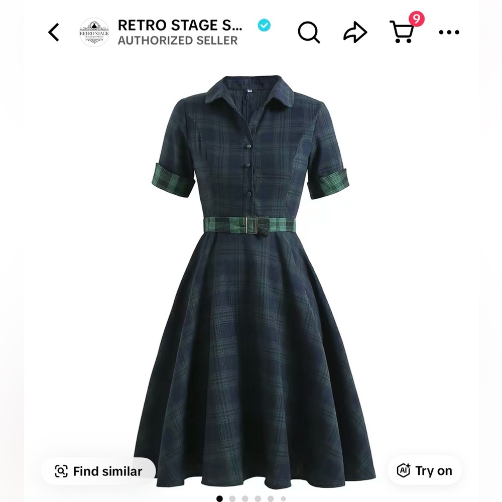 Retro Stage 1950S Buttoned Belted Swing Dress
